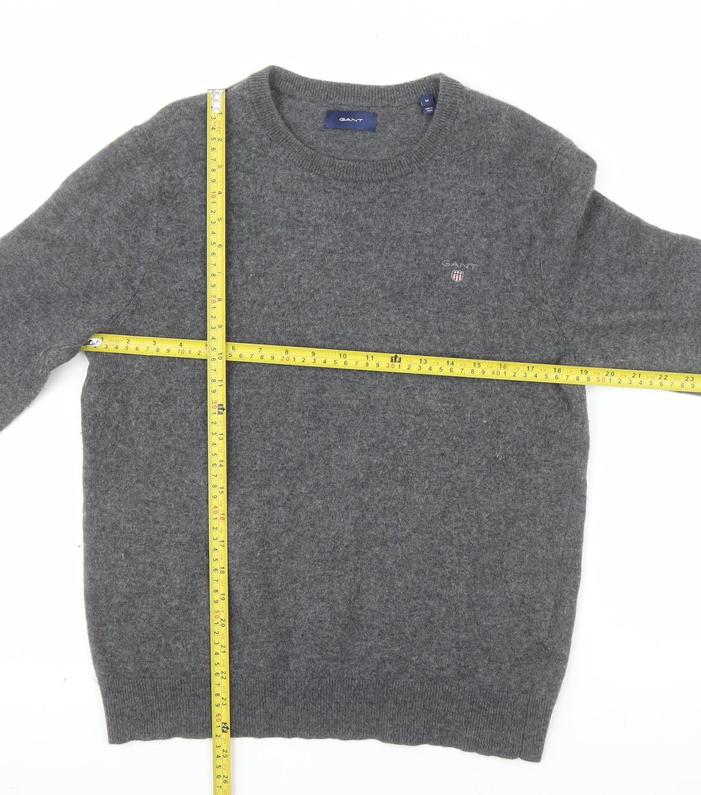GANT Men’s Grey Wool Blend Crew Neck Pullover Jumper M