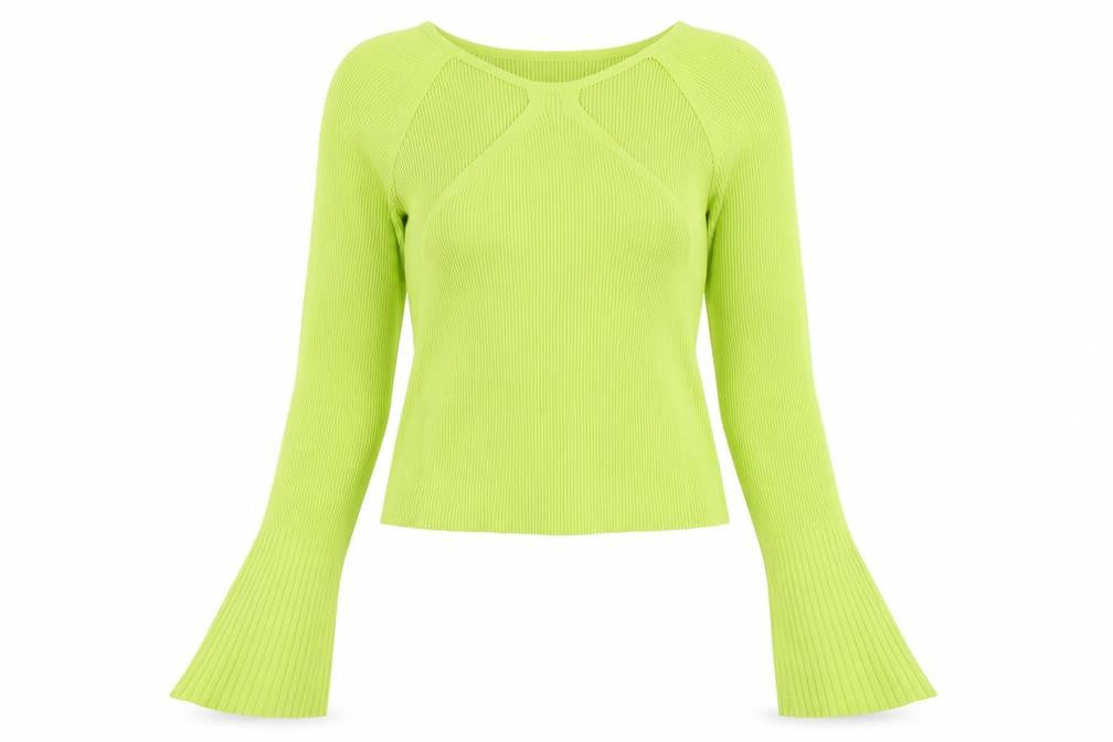 Front view of ASOS DESIGN Women’s Green Cropped Slim Fit Long Sleeve Top UK 16