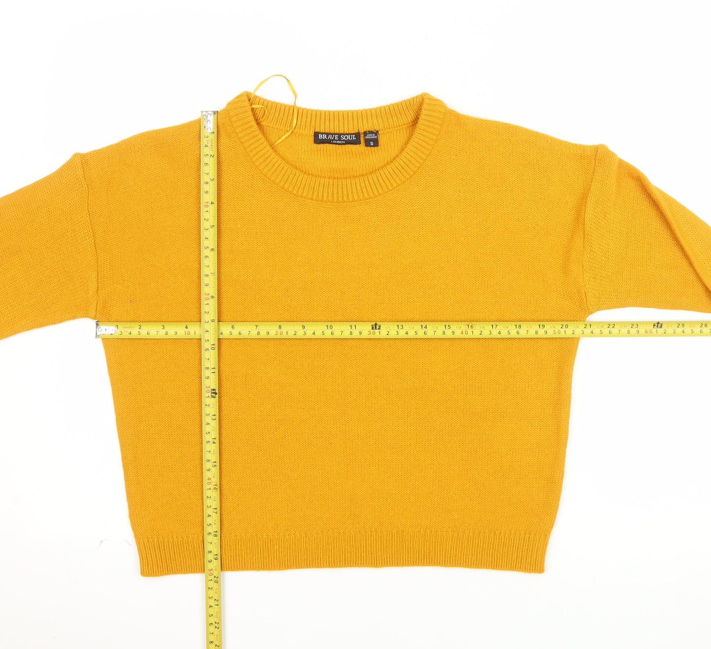 Brave Soul Womens Yellow Crew Neck Knit Pullover Jumper Size S