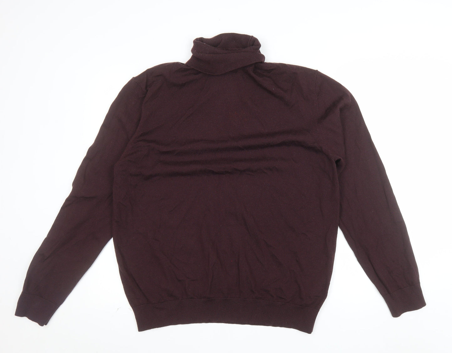 Marks and Spencer Men’s Brown XL Roll Neck Merino Wool Jumper
