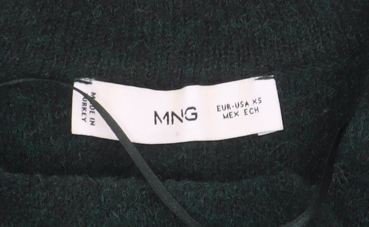 MNG Women's Green Collared Button Knit Cardigan XS