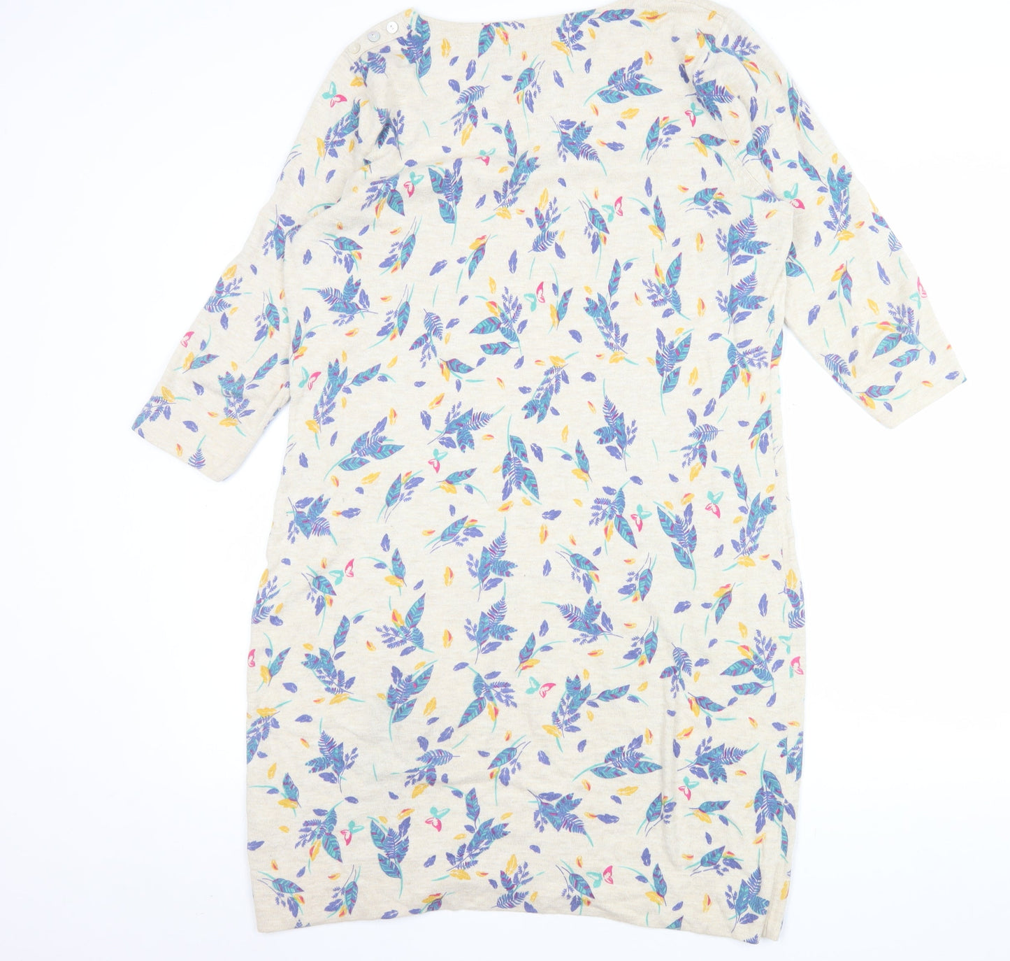 Marks and Spencer Per Una Weekend Women’s Beige Floral Tunic Jumper Size 16