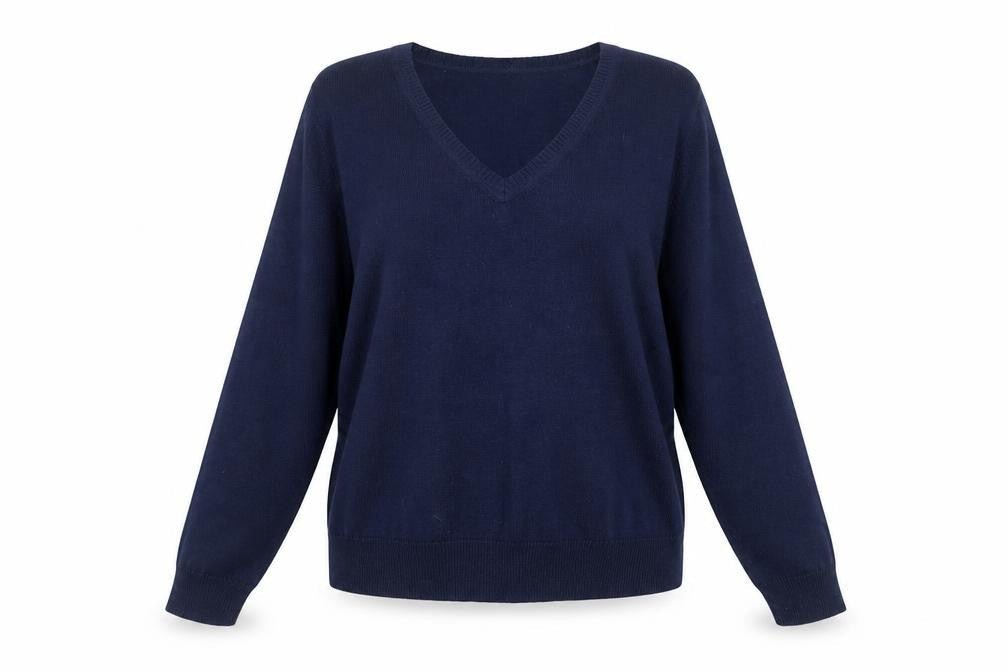 Deane & White Women’s Blue V-Neck Wool Blend Jumper Size 16