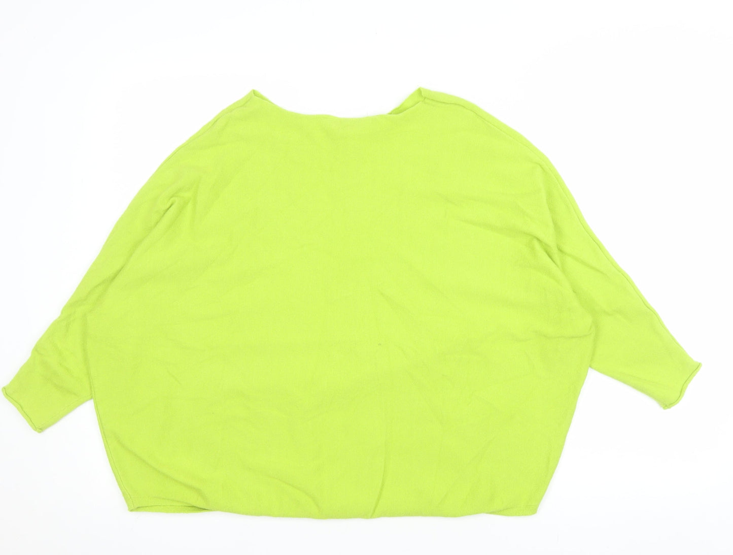 Amara Reya Women’s Green Boat Neck Relaxed Knit Jumper Size S