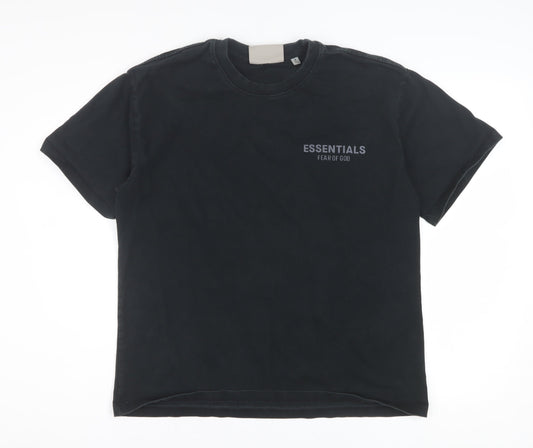 Fear of God Essentials Men's Black Cotton Short Sleeve T-Shirt Size S