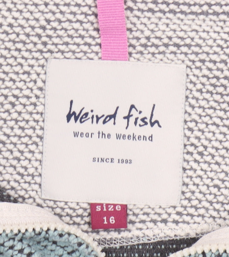 Weird Fish Women’s Blue 1/4 Zip Pullover Sweatshirt Size 16