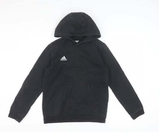 Adidas Boys Black Pullover Hoodie 11-12 Years Hooded Sweatshirt