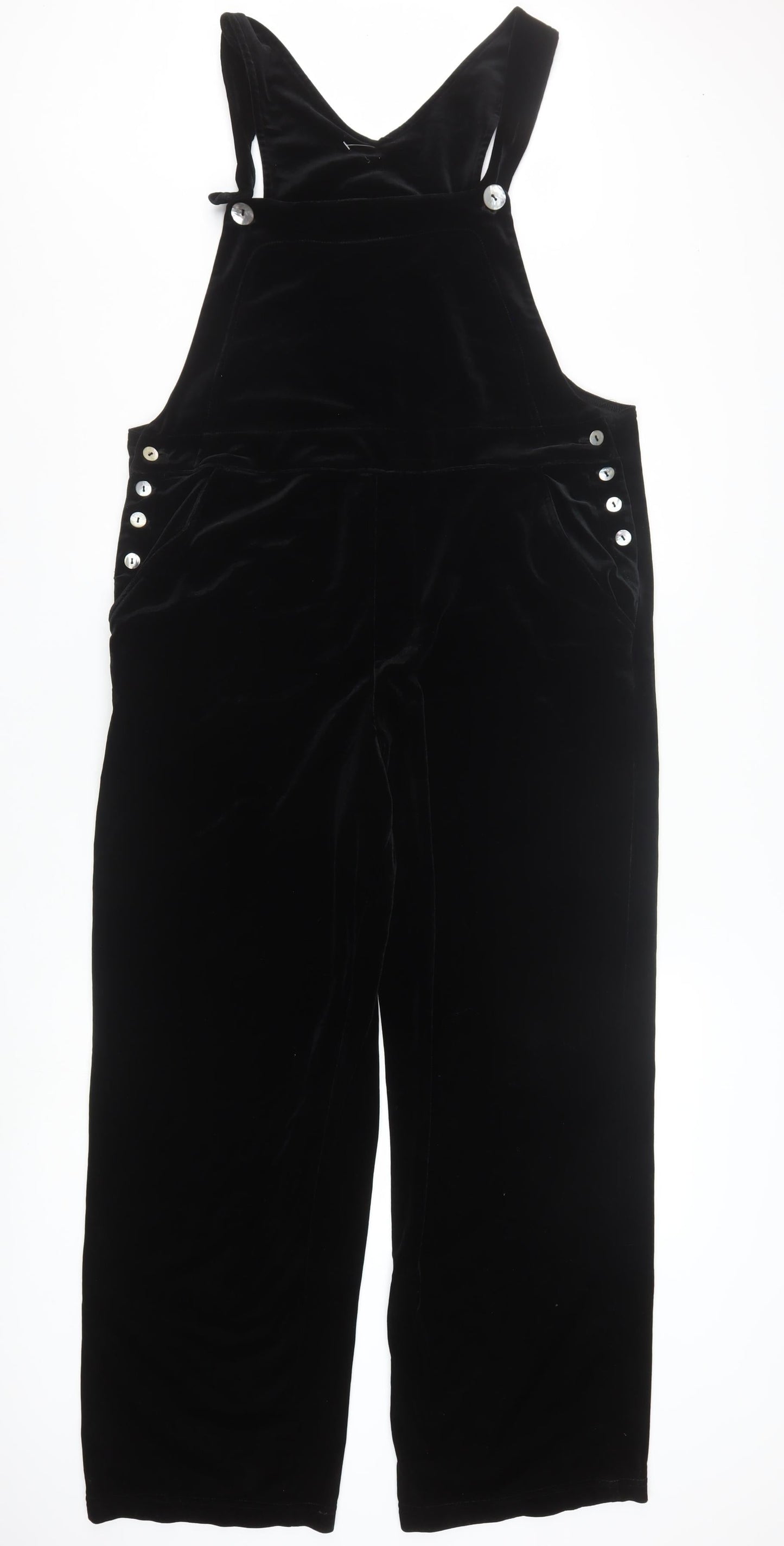 MATCH Women's Black Velvet Dungaree Jumpsuit Size L Polyester Blend