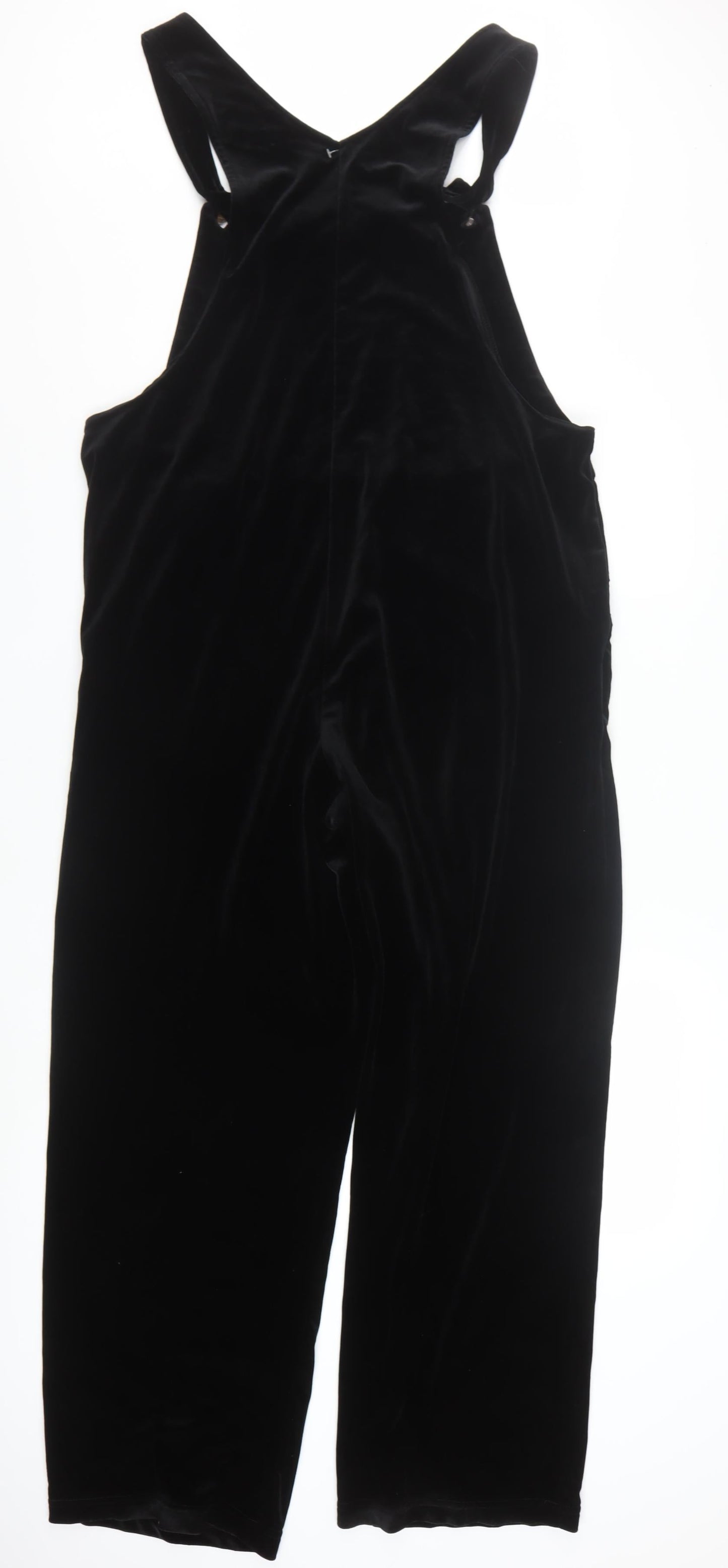 MATCH Women's Black Velvet Dungaree Jumpsuit Size L Polyester Blend