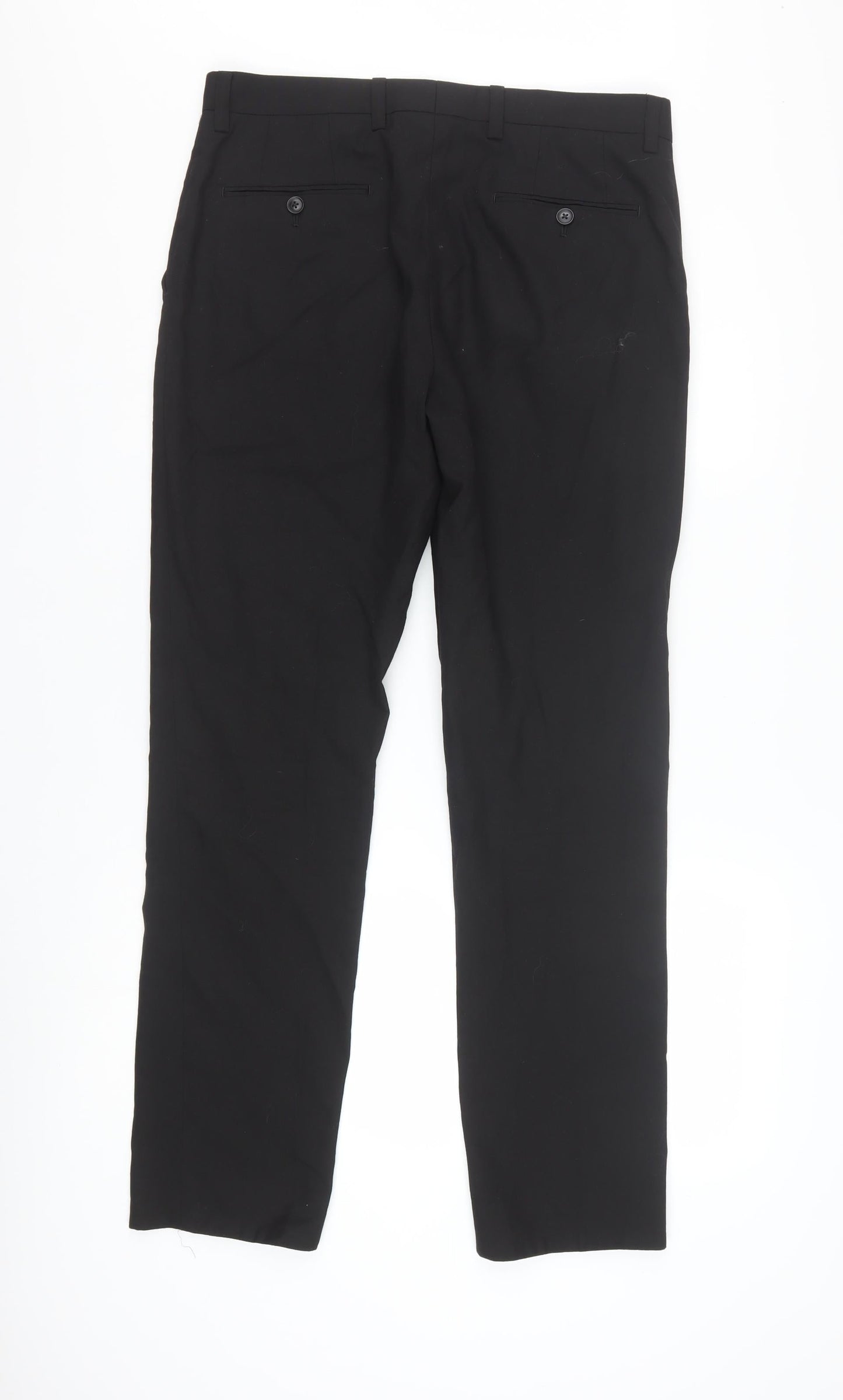 Next Men's Black 32R Dress Trousers Smart Work Flat Front