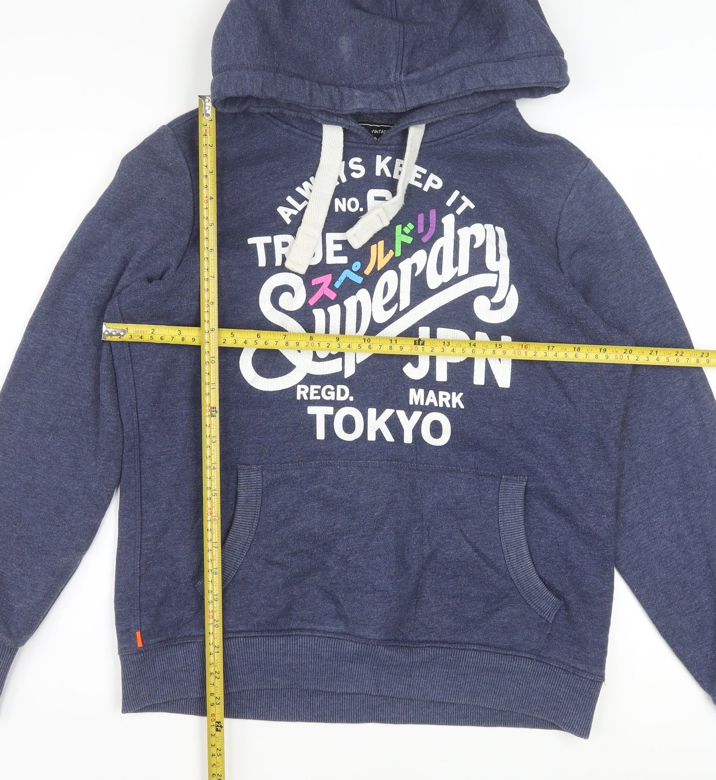 Superdry Women Blue L Pullover Hoodie with Logo Print