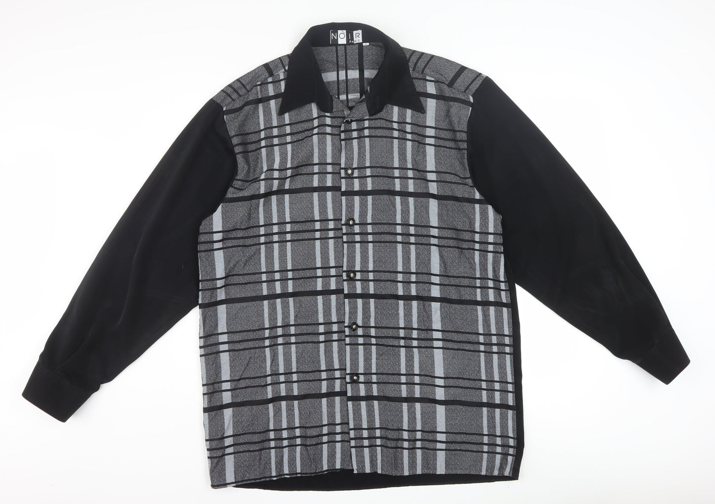Noir Paris Women’s Black Check Button-Up Long Sleeve Shirt Size 4