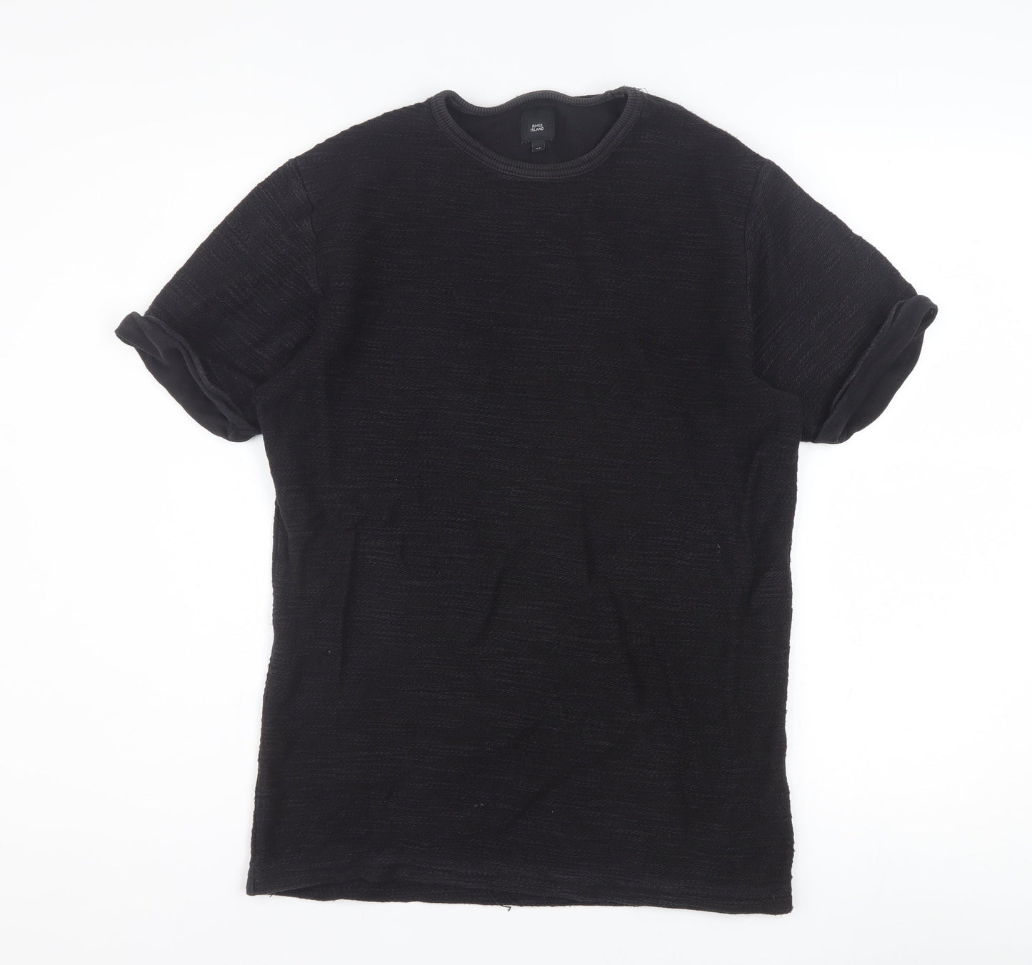 River Island Men's Black XS Cotton Crew Neck Short Sleeve T-Shirt
