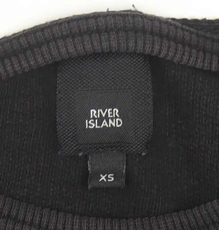 River Island Men's Black XS Cotton Crew Neck Short Sleeve T-Shirt
