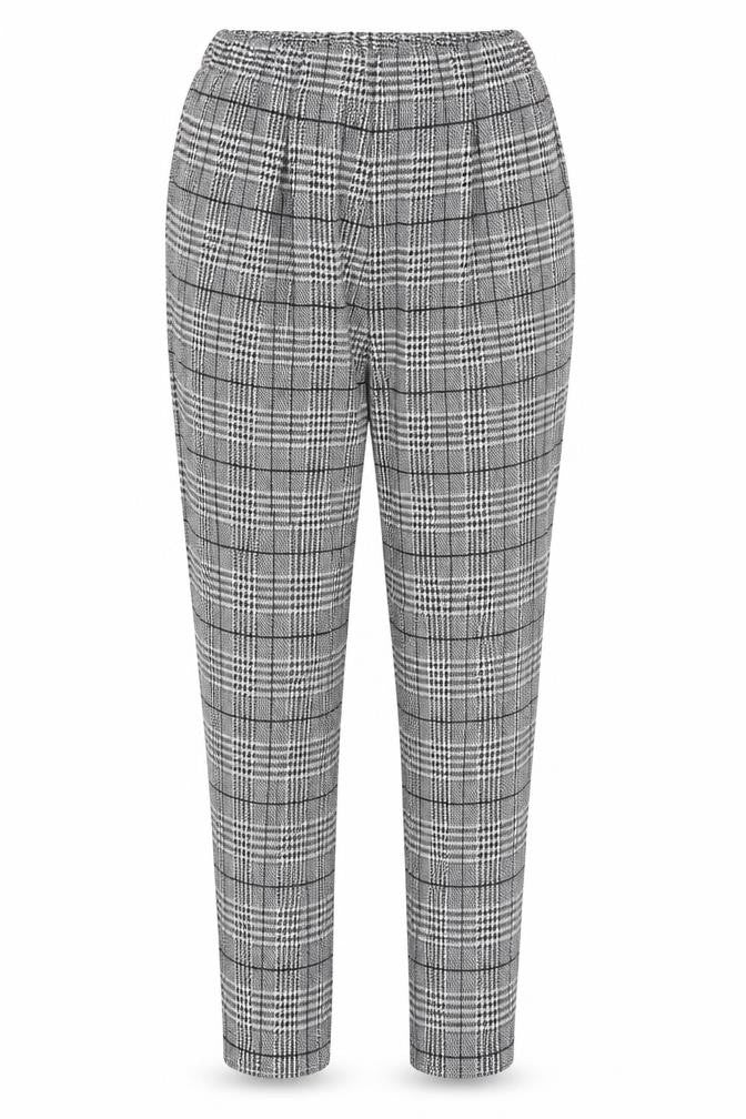 ESMARA Women's Grey Check Tapered Trousers Size 12-14