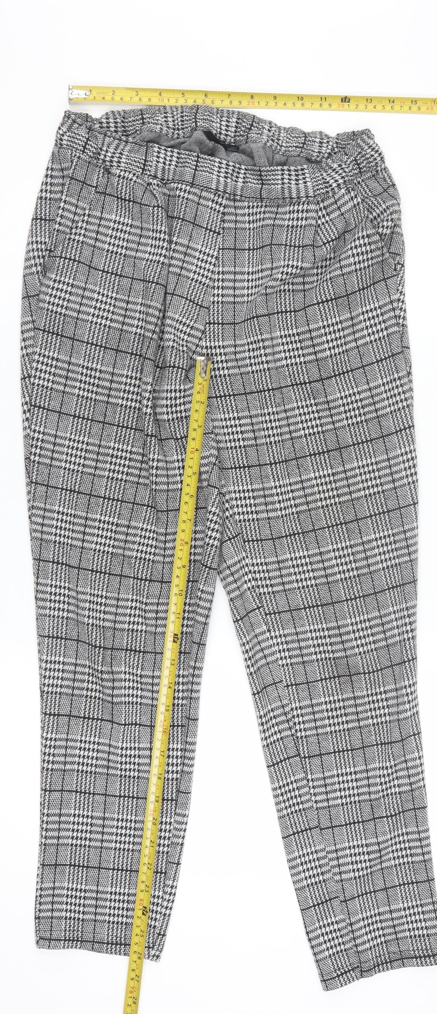 Esmara Women's Grey Check Tapered Trousers Size 12-14