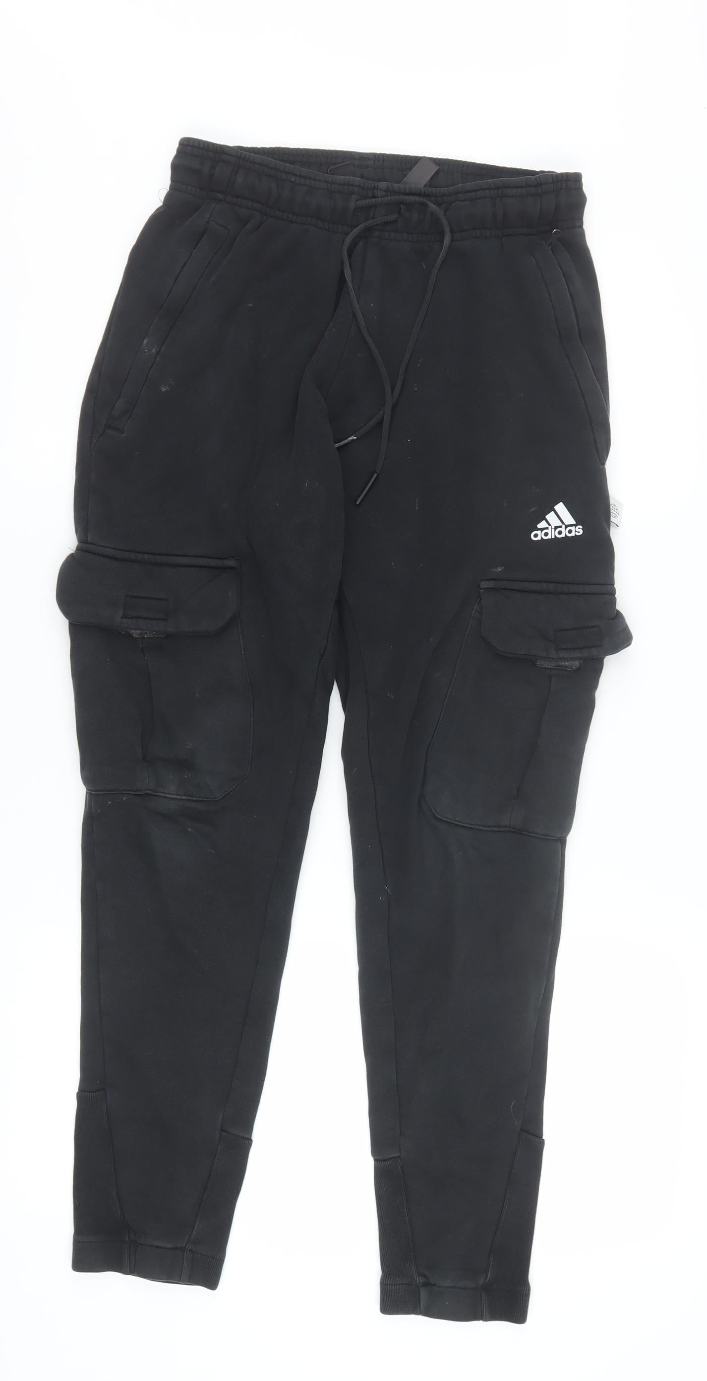 Adidas Men's Black Cargo Jogger Trousers Size S Regular Fit