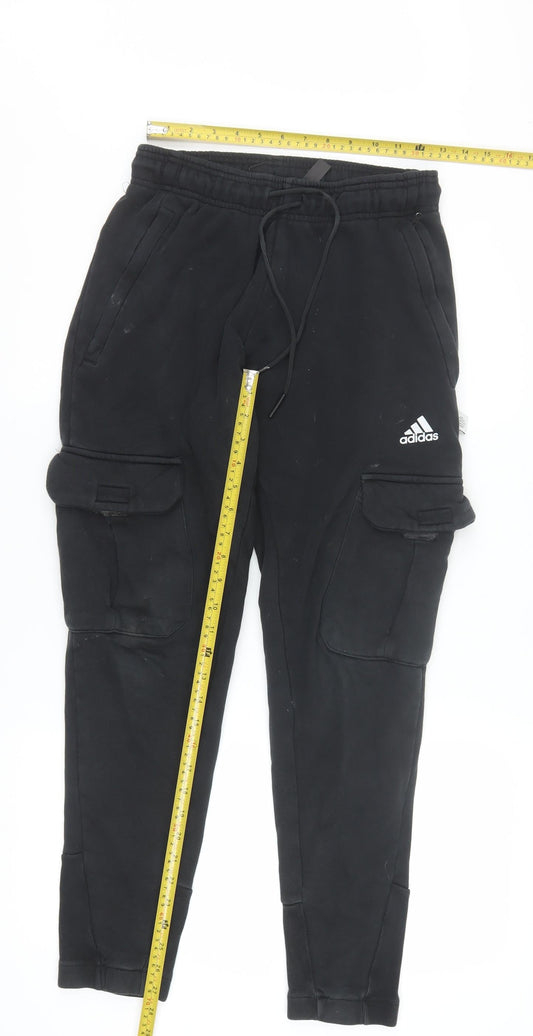 Adidas Men's Black Cargo Jogger Trousers Size S Regular Fit