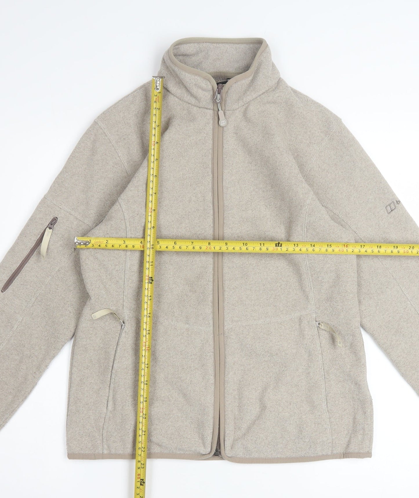 Berghaus Women's Beige Fleece Jacket Size 12 Full Zip Outdoor Coat