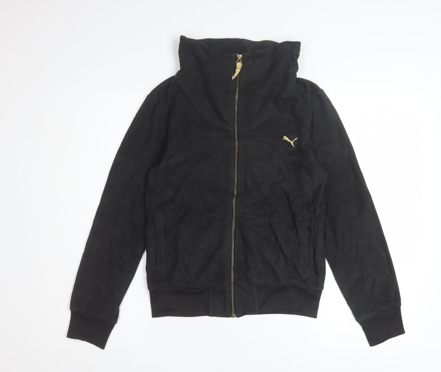 Puma Womens Black XS Full Zip Hoodie Lightweight Casual Sweatshirt