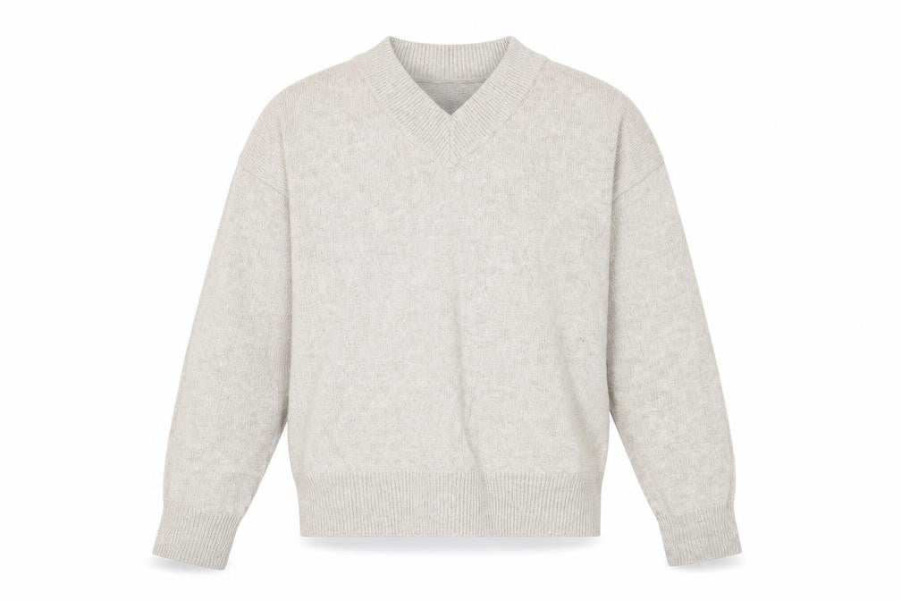 Mercer & Madison Men’s Beige Wool Blend V-Neck Jumper Size L