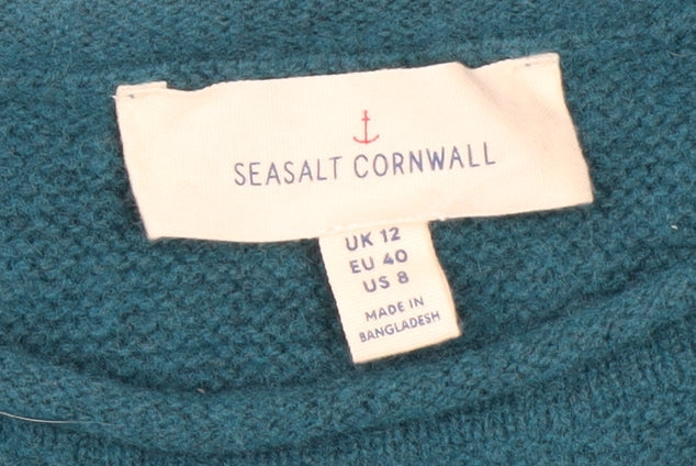 Seasalt Cornwall Women Blue Wool Blend Crew Neck Jumper UK 12