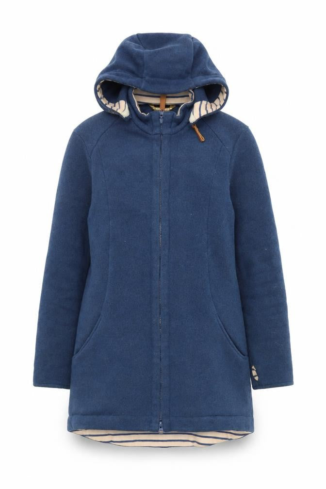 Finside Women Blue Hooded Parka Coat Size 12 Polyester Fleece