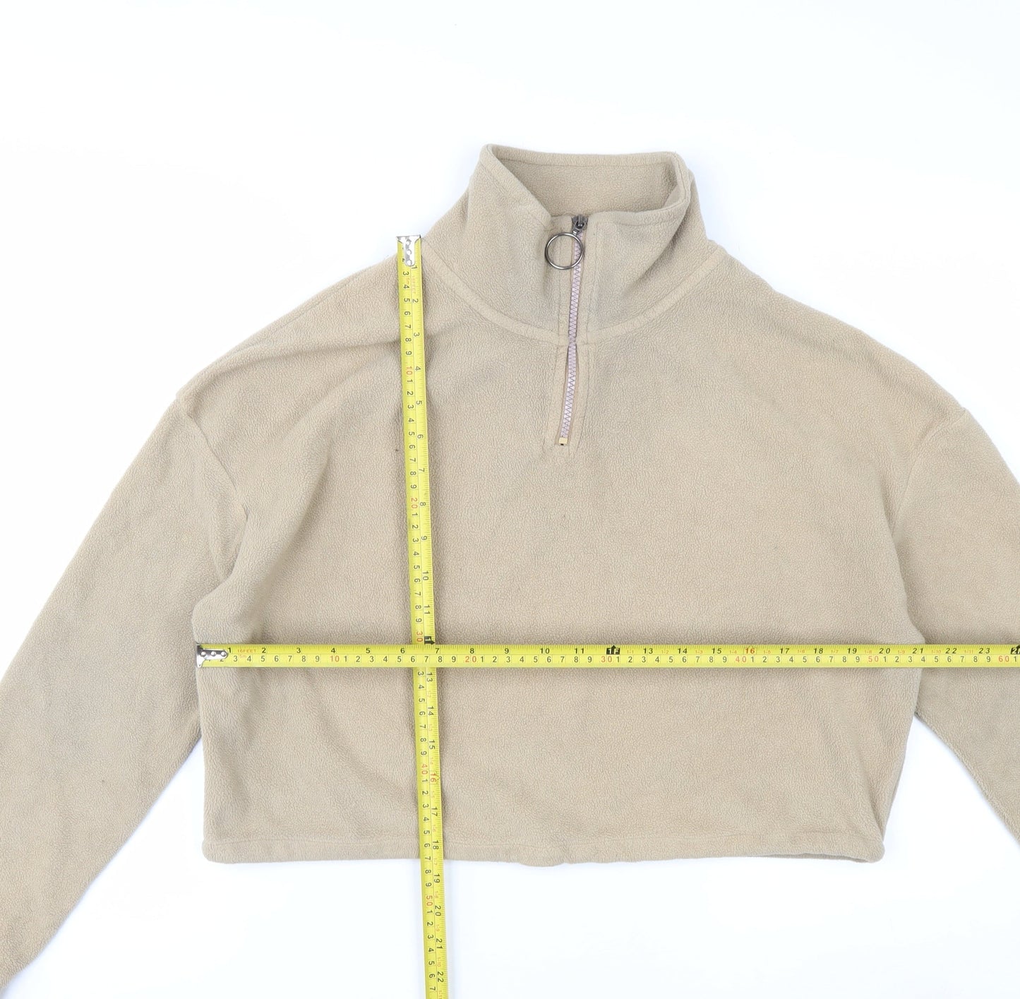 Brave Soul Women's Beige Fleece 1/4 Zip Pullover Sweatshirt M