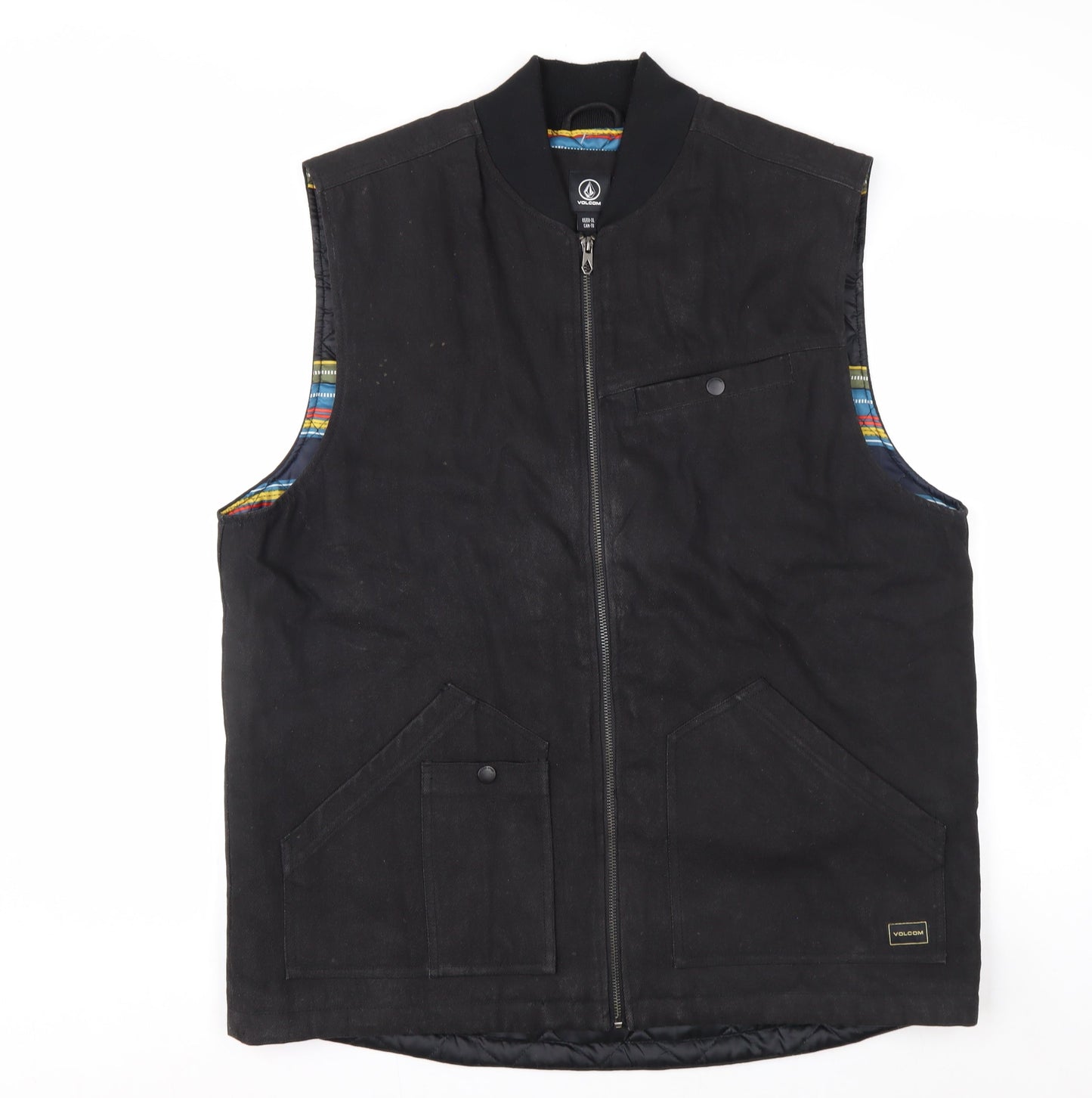 Volcom Men’s Black XL Lined Cotton Canvas Bodywarmer Waistcoat
