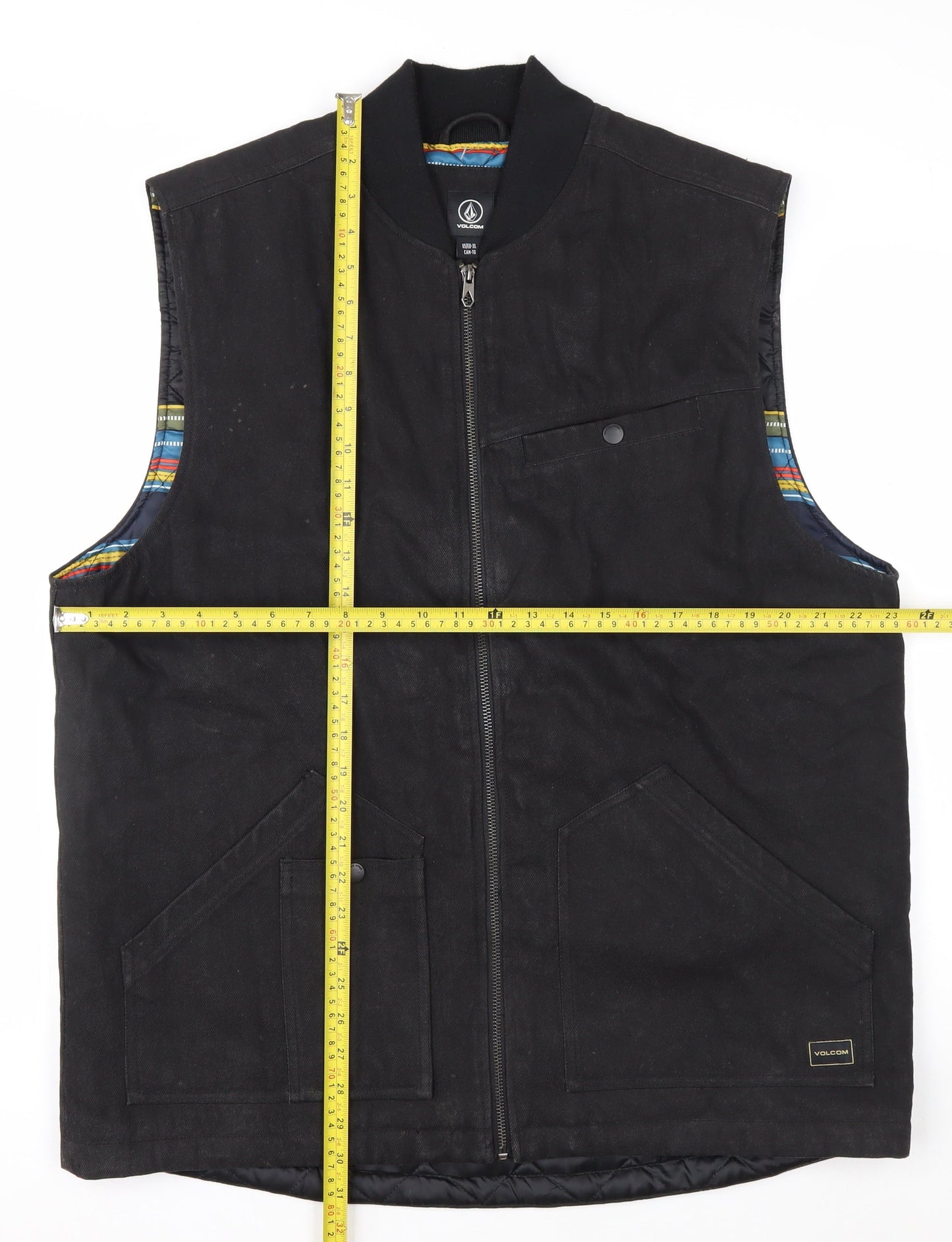 Volcom Men’s Black XL Lined Cotton Canvas Bodywarmer Waistcoat