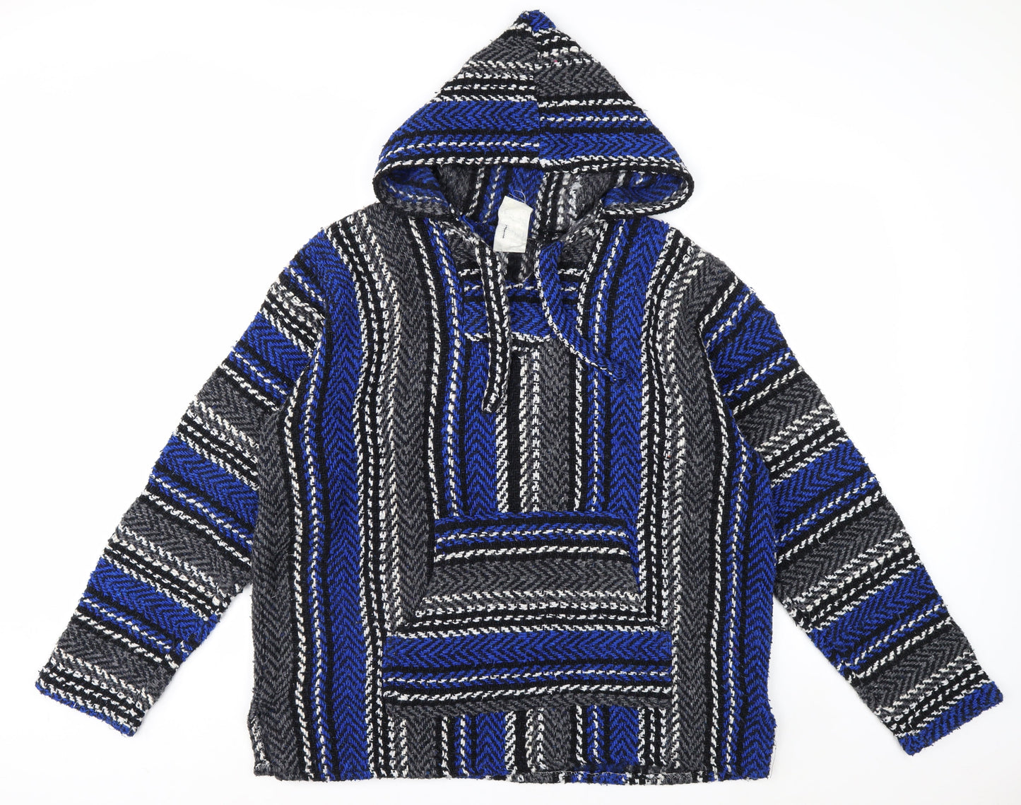 Orijinal Men’s Blue Striped Pullover Baja Hoodie M Relaxed Fit