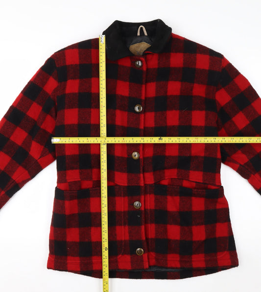 Woolrich Men’s Red Black Checked Wool Jacket Small Outdoor Workwear