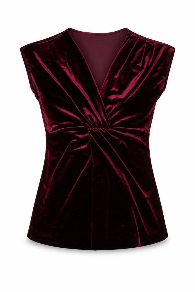 New York & Company Women's Red Velvet Wrap Blouse Size S