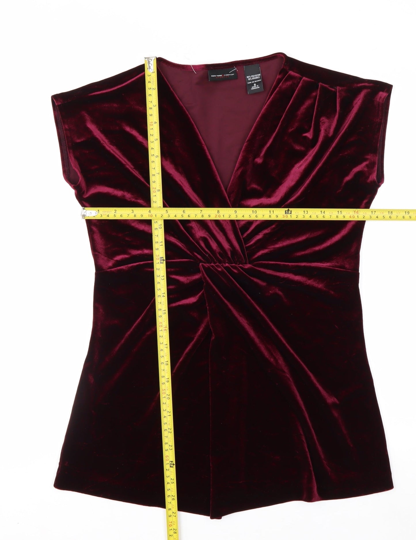 New York & Company Women's Red Velvet Wrap Blouse Size S
