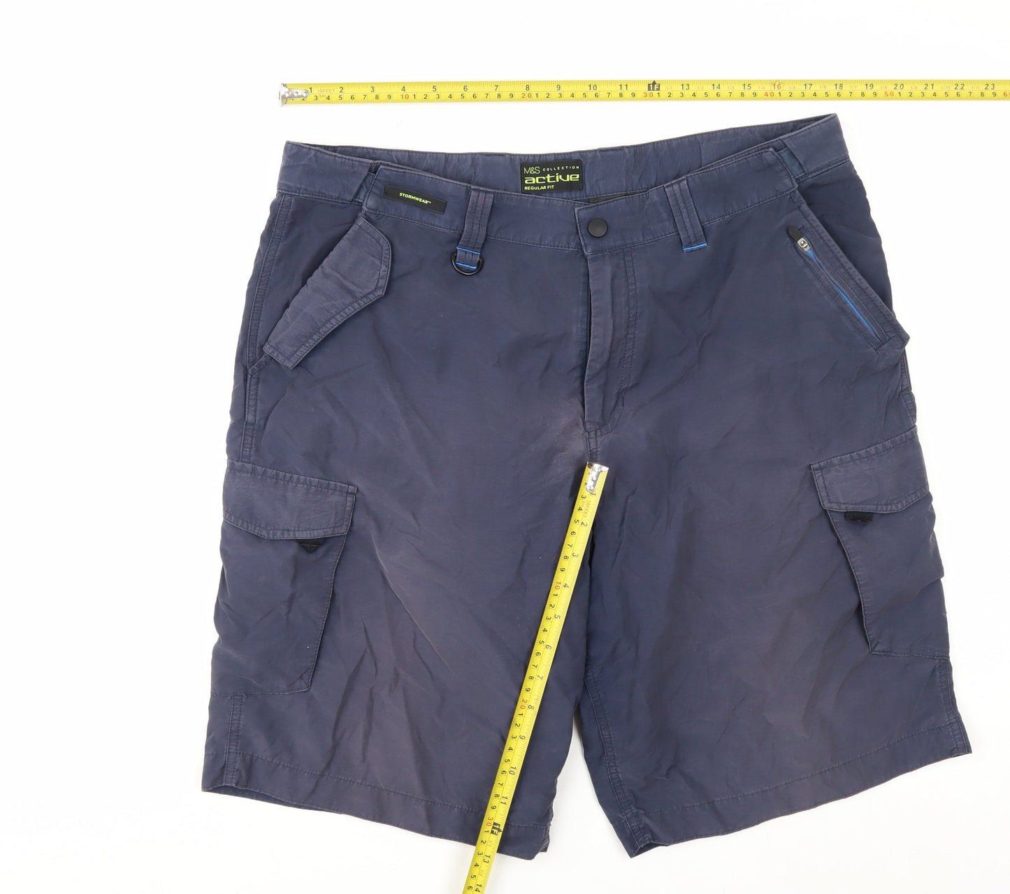 Marks and Spencer Men's Blue Cargo Shorts Size 36 Regular Fit