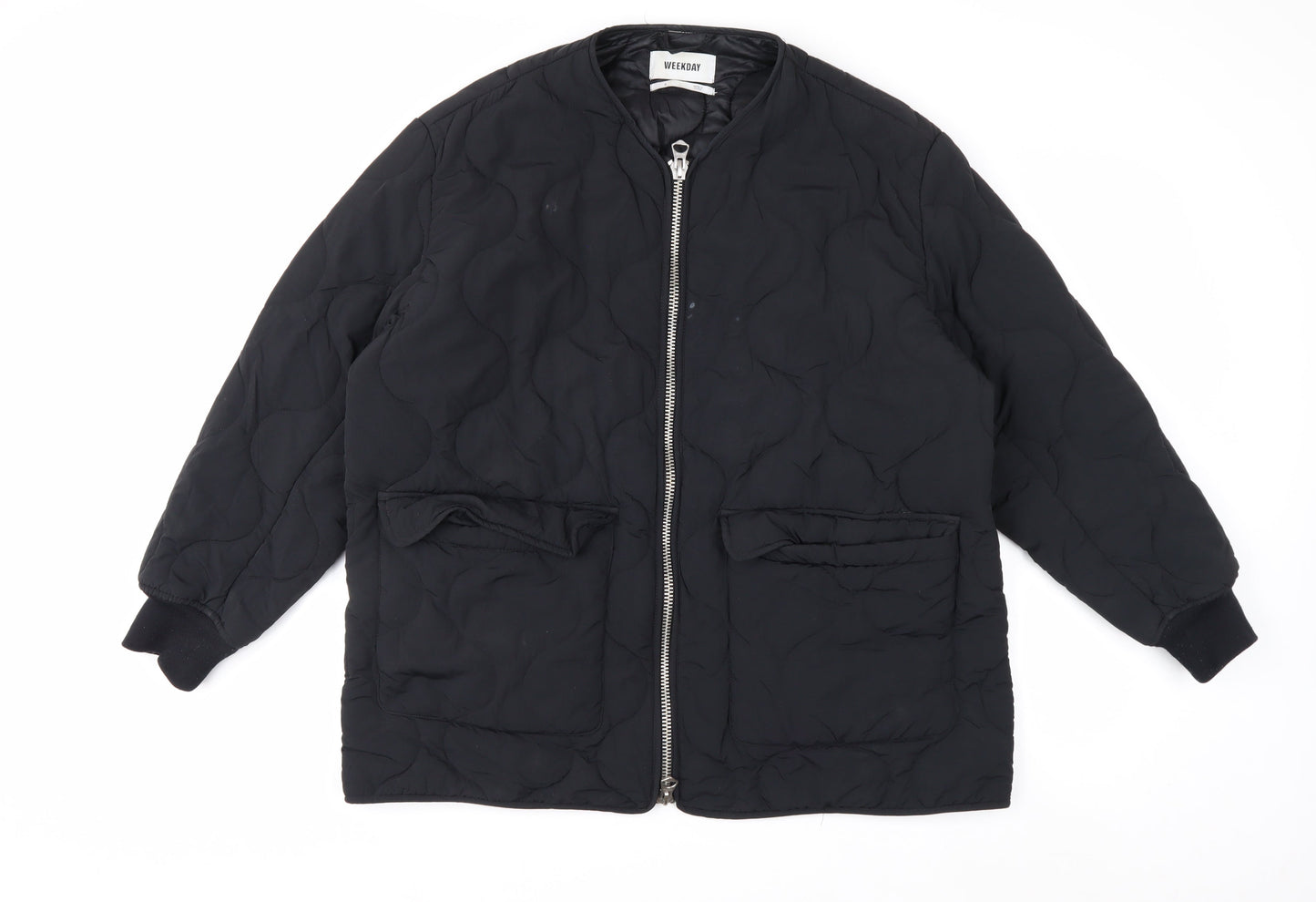 Weekday Women's Black Quilted Mid-Length Jacket Size S
