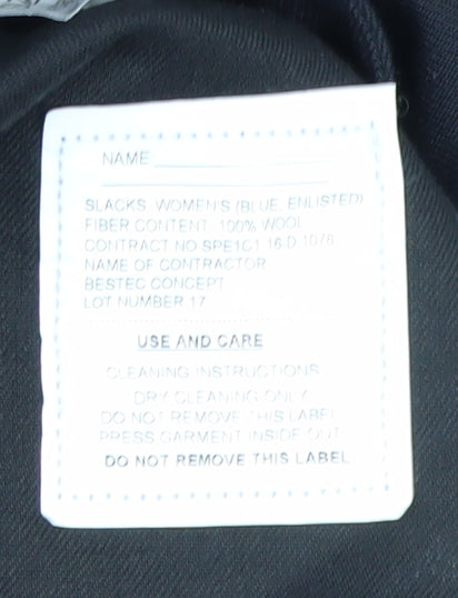 Quarterdeck Women's Blue Wool Dress Pants Size 14 Tall Military Workwear