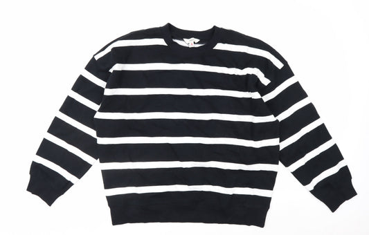 Marks and Spencer Women's Black White Striped Pullover Sweatshirt M