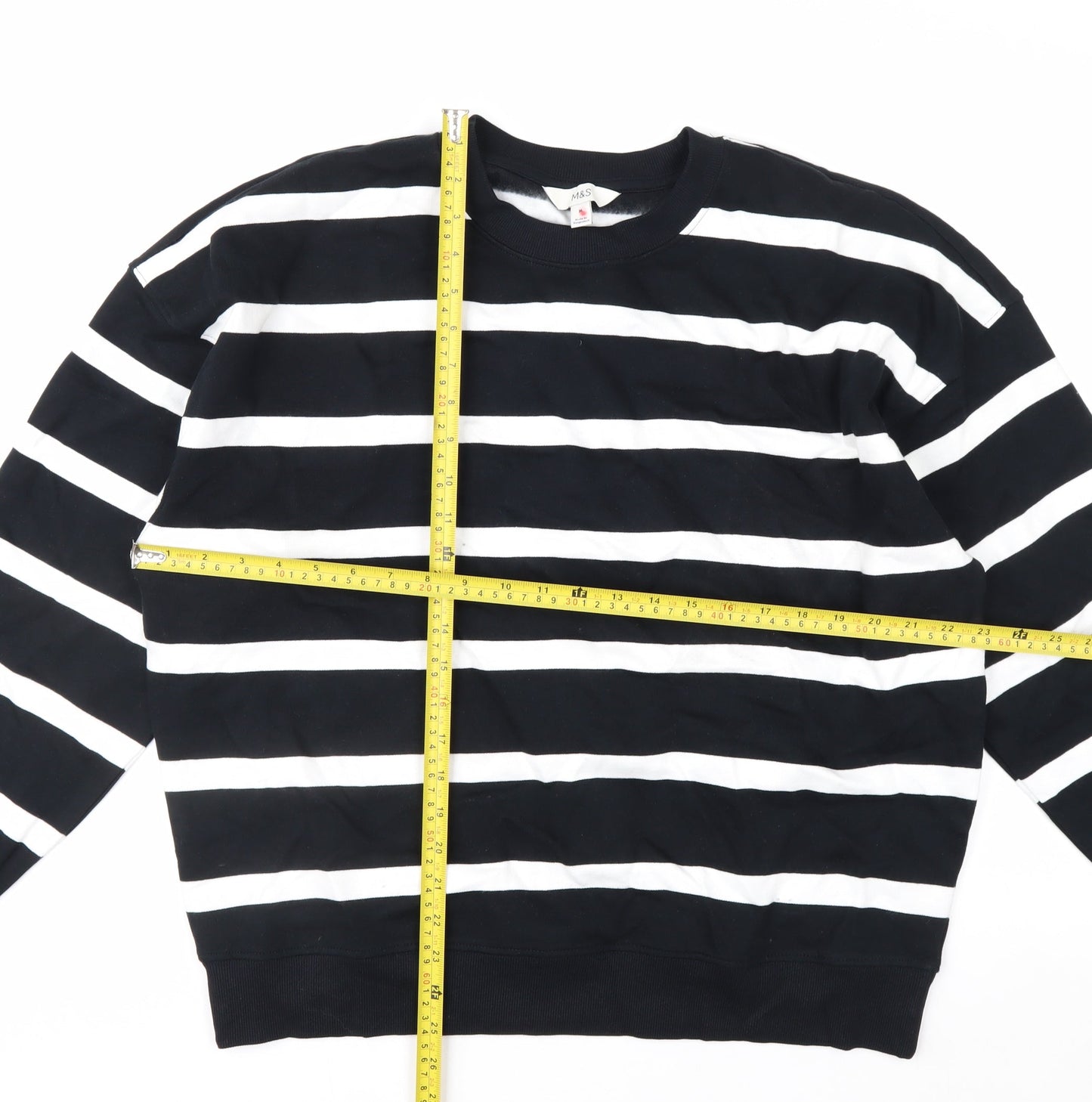 Marks and Spencer Women's Black White Striped Pullover Sweatshirt M