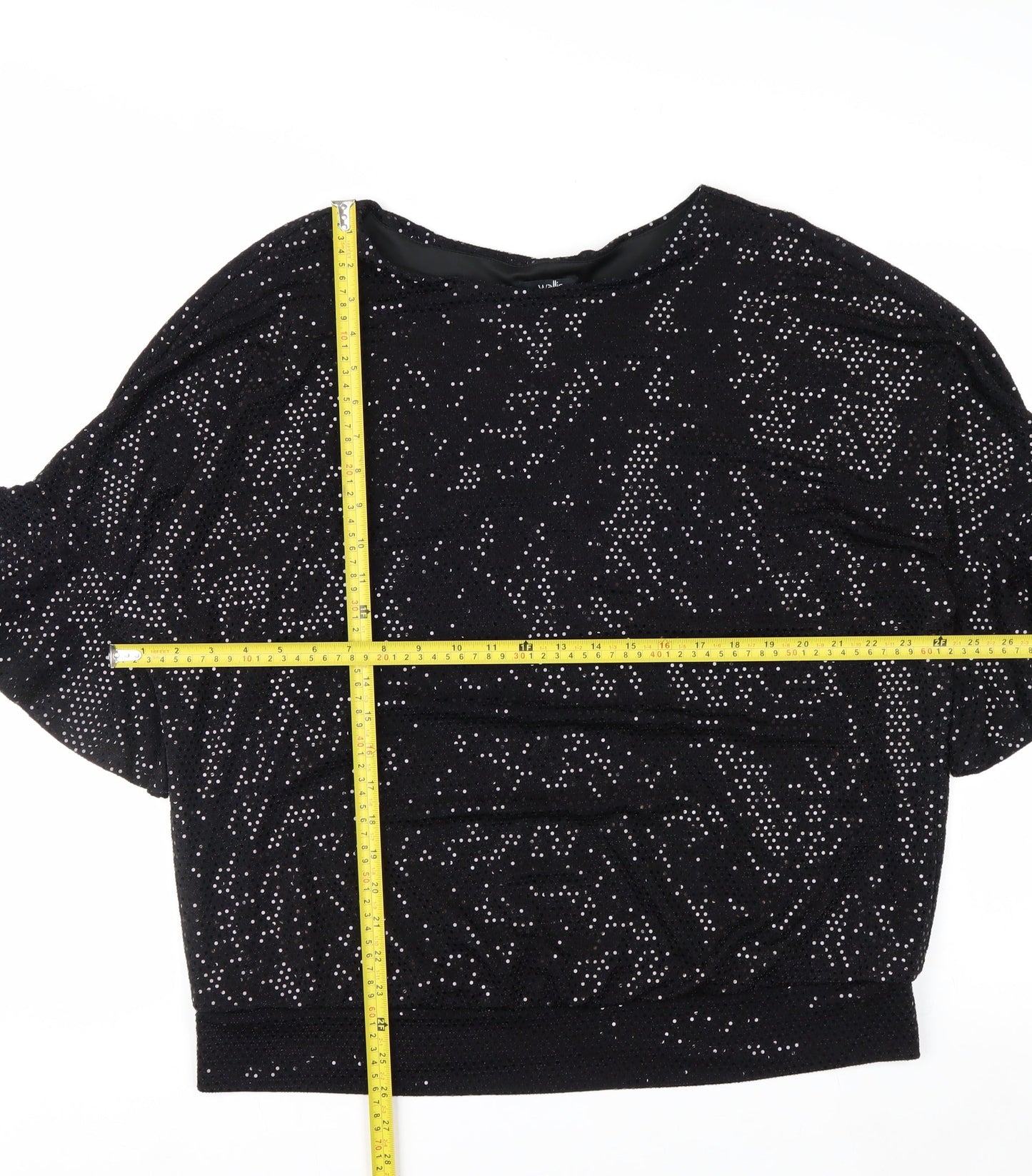 Wallis Womens Black Sequin Tunic Blouse Size L Party Top
