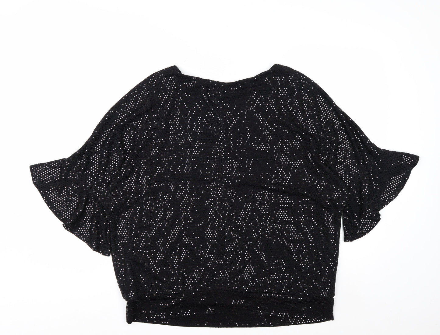 Wallis Womens Black Sequin Tunic Blouse Size L Party Top