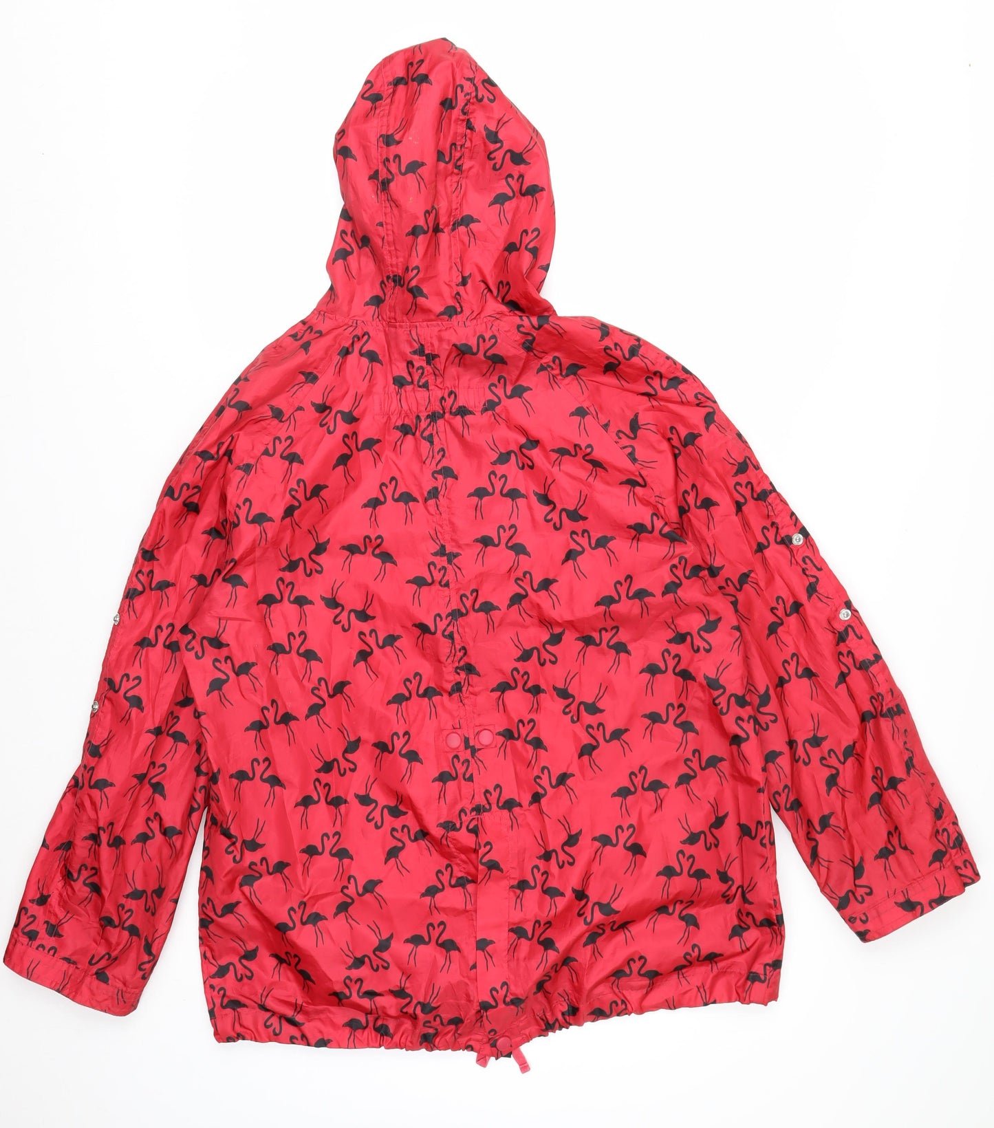 Next Women Red Flamingo Hooded Rain Coat Jacket M