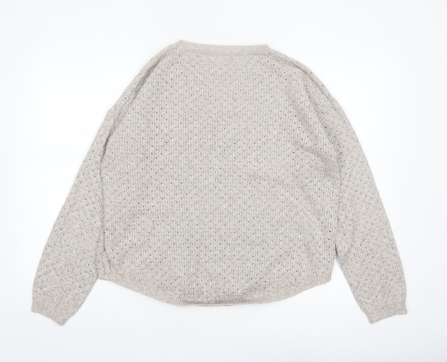 Fat Face Women’s Beige Knit Crew Neck Jumper UK 16 Cotton Blend