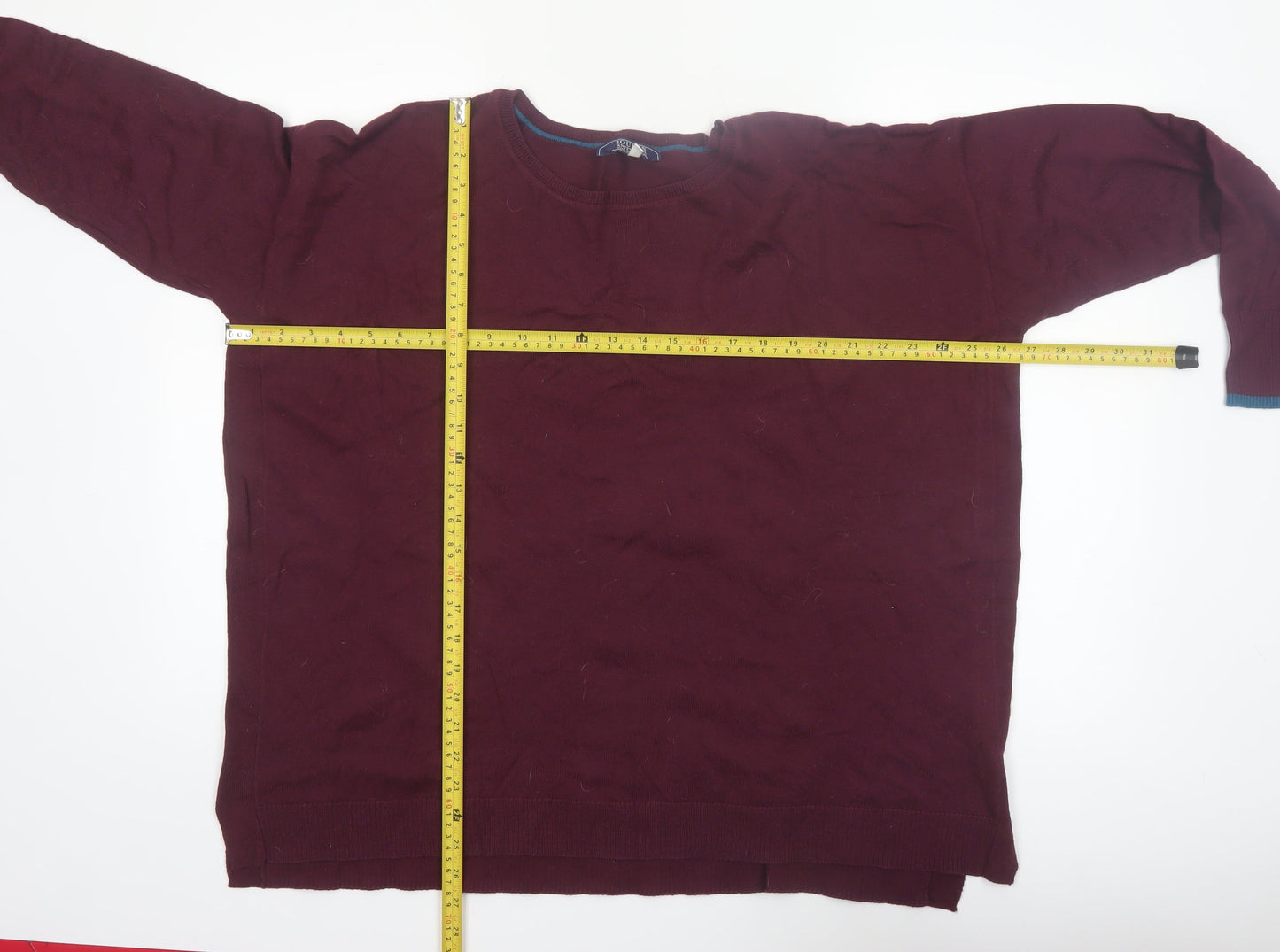 Joules Women Burgundy Knit Pullover Jumper UK 18 Acrylic Cotton Blend