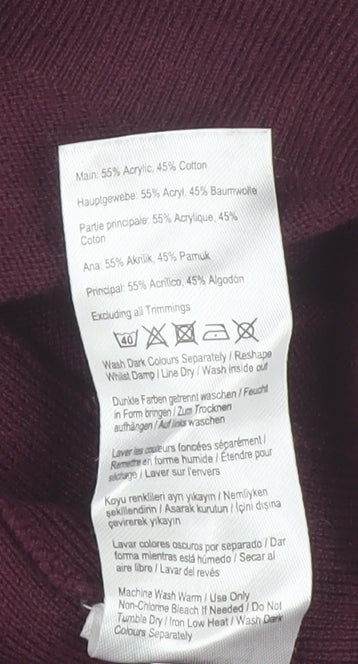 Joules Women Burgundy Knit Pullover Jumper UK 18 Acrylic Cotton Blend