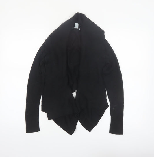 DKNY Womens Black XS Open Front Cotton Acrylic Cardigan