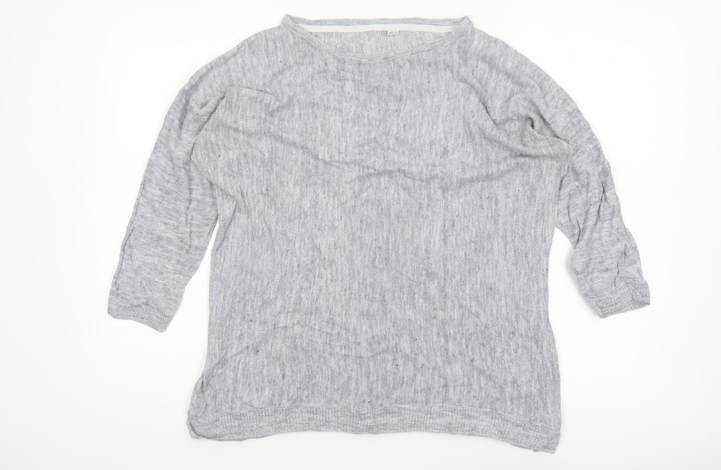White Stuff Women’s Grey Linen Cotton Boat Neck Jumper Size 12
