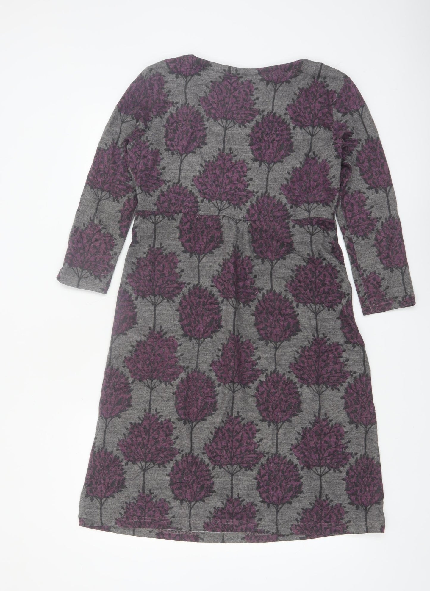 Lily & Me Womens Grey Floral Shift Dress Size 10 3/4 Sleeve Autumn
