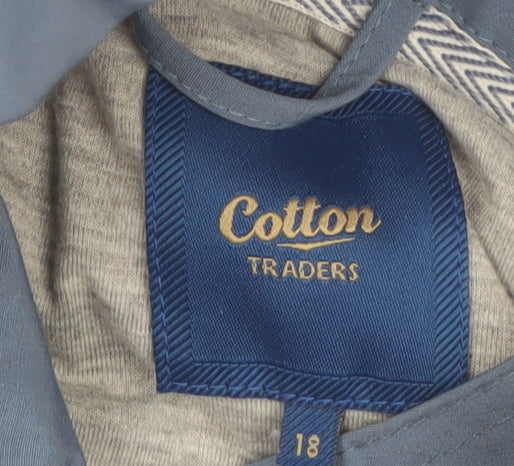 Cotton Traders Women's Blue Hooded Long Rain Coat Size 18