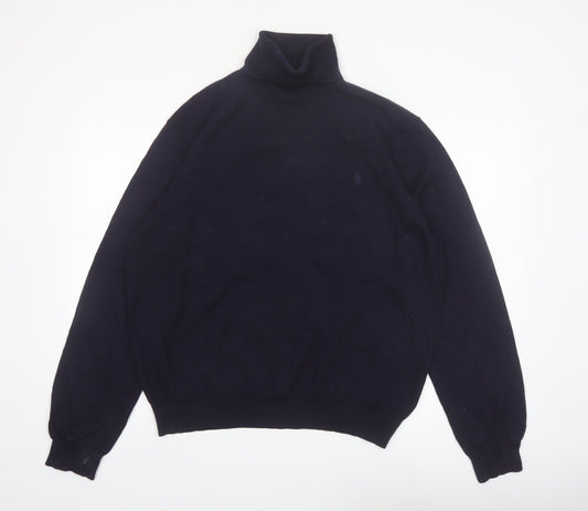 Ralph Lauren Men's Blue Roll Neck Merino Wool Jumper 2XL